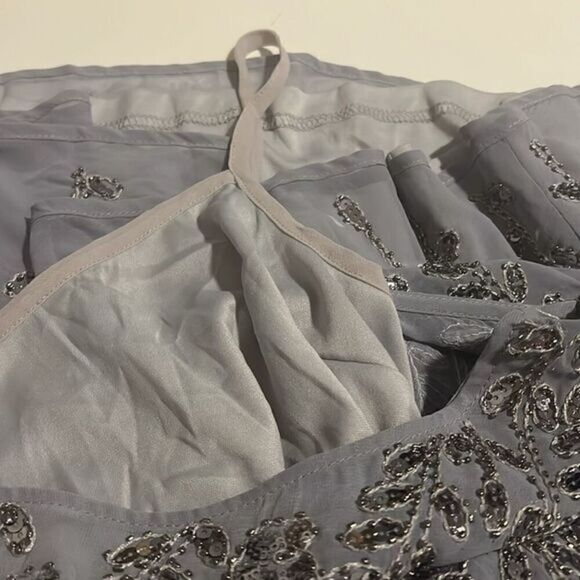 RAGA Icy Princes Gray Silver Beaded Sequined 3/4 Sleeves Dress Size M NWT - Picture 14 of 16